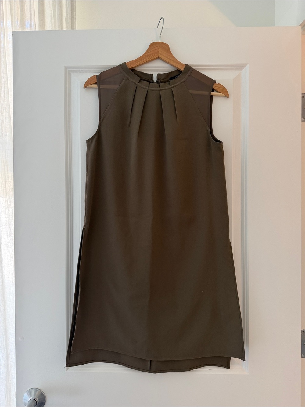 All Saints Olive Green / brown Sleeveless Shift shirt / tunic / dress